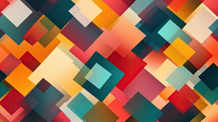 Aufkleber - Colorful square pattern background with overlapping shapes and bright tones, ideal for vibrant design projects.