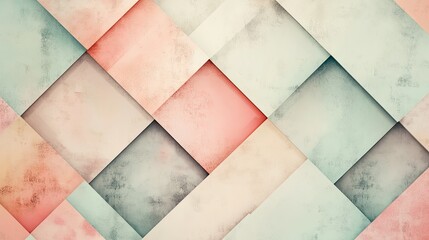 Aufkleber - Modern square background design with geometric patterns in soft pastel shades, featuring open space for text or creative designs.