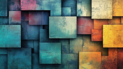 Aufkleber - Square-themed abstract background with textured squares in varying shades, leaving room for custom text or graphics.