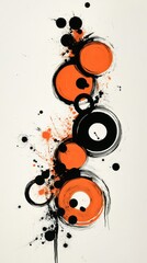 Canvas Print - Orange and black circles creating dynamic abstract composition