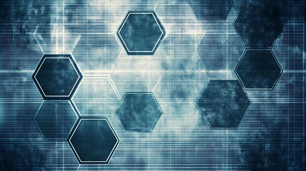 Poster - Abstract hexagonal pattern background with lines and grids.