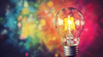 Poster - Vibrant Light Bulb Against Colorful Background