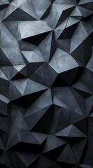 Wall Mural - Dark abstract background featuring low poly triangles creating a futuristic design