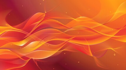 Wall Mural - Abstract Orange and Red Wavy Lines with Glowing Circles