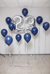 Wall Mural - silver number 23 balloons and a bouquet of blue latex helium balloons