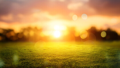 Poster - Warm colors blur in sunlight with bokeh green energy and sunny orange light patterns on_1(732)
