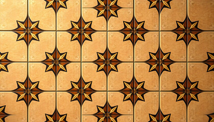 Wall Mural - Illustration of a tiled pattern isolated with white highlights, png