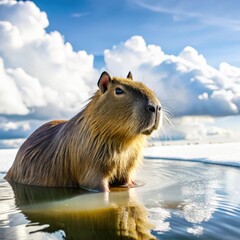 Wall Mural - a capybara animal natural background