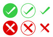 © Natalia - Checkmark set, tick and cross icon buttons. Vector symbol on transparent background, isolated