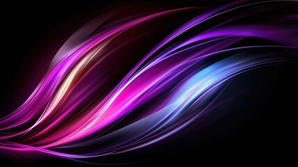 Wall Mural - Purple and blue wave with a black background. The wave is very long and has a lot of detail