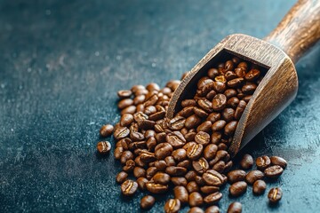 Rustic Charm: Coffee Beans on Old Gray Wood Frame