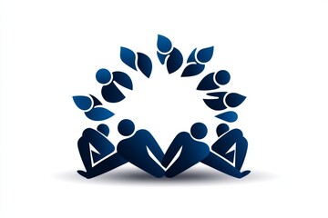 Poster - Minimalist line art of a community meeting with clean outlines of people sitting in a circle, symbolizing collaboration and discussion in a peaceful design, showing the simplicity of communication