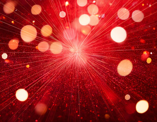 Aufkleber - Red abstract art features holiday lights and glitter on a vibrant Christmas background with_1(515)