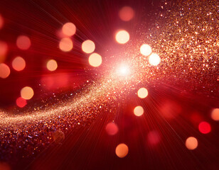 Aufkleber - Red abstract art features holiday lights and glitter on a vibrant Christmas background with_1(514)
