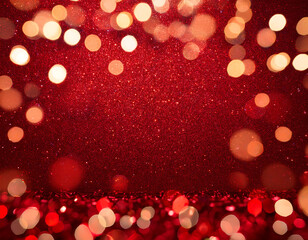 Aufkleber - Red abstract art features holiday lights and glitter on a vibrant Christmas background with_1(513)