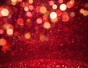 Aufkleber - Red abstract art features holiday lights and glitter on a vibrant Christmas background _1(516)