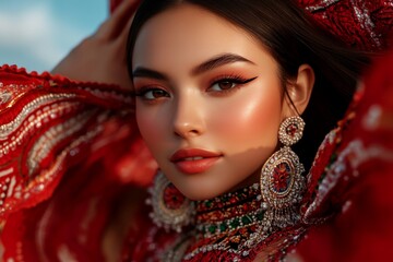 Poster - 3D digital illustration of a global festival where people from different cultures share traditional dances, food, and art, with vibrant colors and dynamic lighting bringing the scene to life,