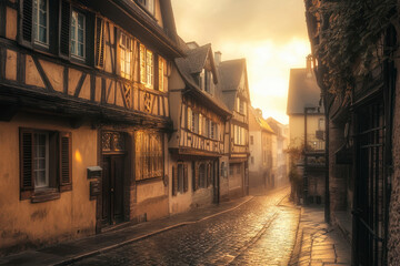 Beautiful romantic old town in style of Strasbourg.