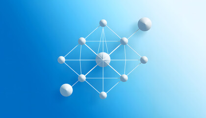 3D Illustration Geometric, Polygon, Line,Triangle pattern shape with molecule structure. Polygonal with blue background isolated with white highlights, png