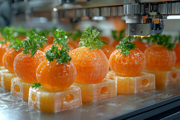 Aufkleber - a 3d printer creating edible food items, highlighting futuristic approaches to food production. conc