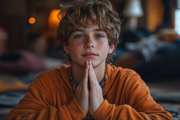 Poster - a teenager using breathing exercises to manage anxiety, illustrating practical tools for coping with