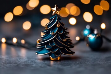 Poster - Minimalist depiction of a holiday celebration with just a few key elements â€“ a tree, lights, and presents â€“ representing the global joy of holiday events, showing festive spirit in a simple