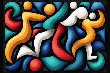 Aufkleber - Minimalist illustration of a crowd at a festival, with simple shapes and clean lines representing the music and dancing, capturing the joy of live events in a modern, streamlined style, showcasing