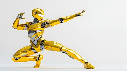 Poster - Dynamic 3D robot character executing an energetic dance move, showcasing intricate design and vibrant colors in a futuristic setting.