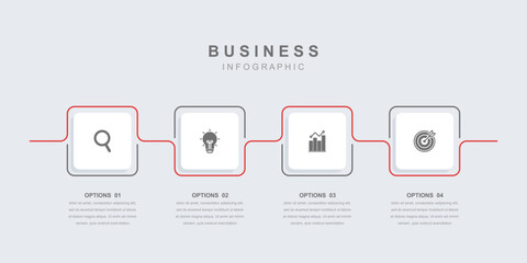 Wall Mural - infographic elements template business concept with icons and 4 options, workflow layout, square, ic