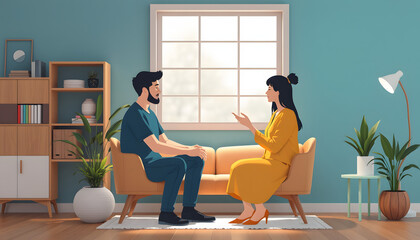 couple therapy indoor isolated with white highlights, png