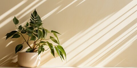 Canvas Print - Green plant in pot with light