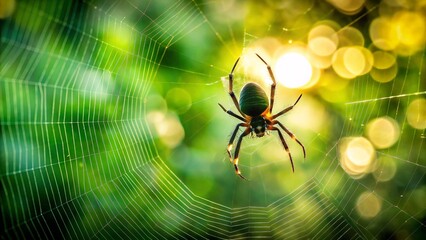 blurred-silhouette-of-a-spider-in-a-web-on-a-blurr