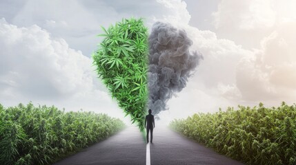 Crossroads of Choices: Path to Health vs. Vaping Danger - Conceptual Image Showing Decision Making