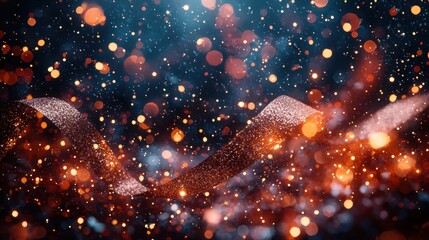 Poster - vibrant ribbons swirl through colorful sparkles in a dreamy background filled with shimmering lights
