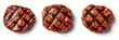 © upnowgraphics - Three Grilled and Glazed Meat Patties on a White Background