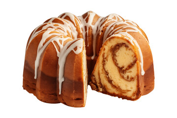 Delicious marble bundt cake isolated on transparent background, PNG