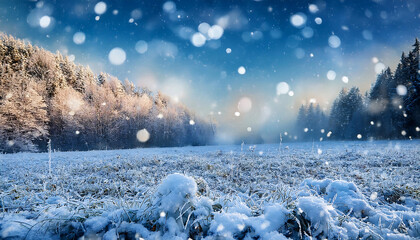 Poster - Falling snowflakes create a serene winter scene with delicate white flakes gently settling _1(249)