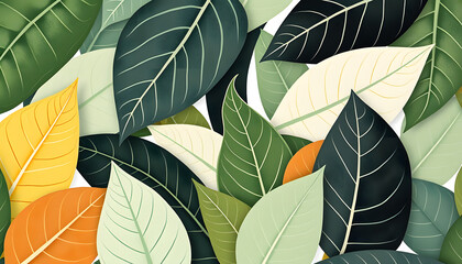 Wall Mural - Abstract nature art leaf collage shape seamless pattern. Trendy contemporary cutout background illustration. Natural organic plant leaves artwork wallpaper print. Vintage botanical summer texture is