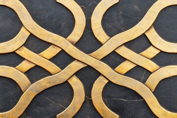 Wall Mural - Elegant gold patterns in refined art deco design on a black background showcasing classic sophistication