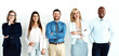 © peopleimages.com - Portrait, law group and business people with arms crossed by white wall background in office workplace. Face, confident smile and lawyers standing together with teamwork, diversity and collaboration.