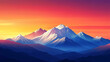 © Thiago - Majestic mountain range beneath a crimson sunset with snow-capped peaks. Snow-Capped Peaks. Illustration