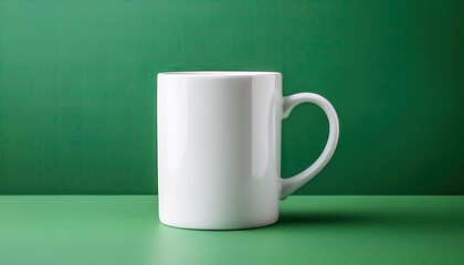 Wall Mural - White cup on green background