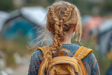 Poster - a migrant child attending school in a host country, symbolizing the challenges and opportunities for