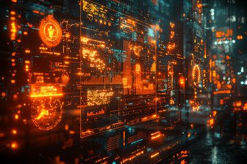 Poster - A machine learning algorithm predicting market trends, representing AI's role in financial forecasting. Concept of finance.