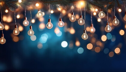 Aufkleber - Christmas garland lights create a festive holiday atmosphere with bokeh effects on a da_1(180)
