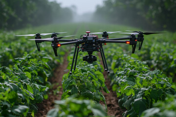 Poster - a farm manager using drone data to make decisions about pesticide use, illustrating how drones assis