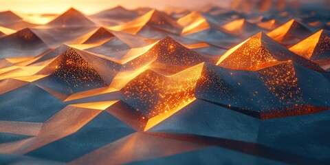 Aufkleber - Abstract Mountainous Landscape with Glittering Lights