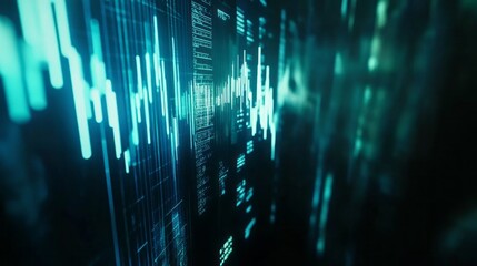 Poster - A computer screen with a blue background and green lines