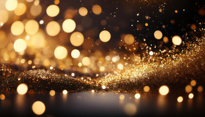 Aufkleber - Abstract glitter lights in gold and black create a disheveled background with fading focus _1(115)