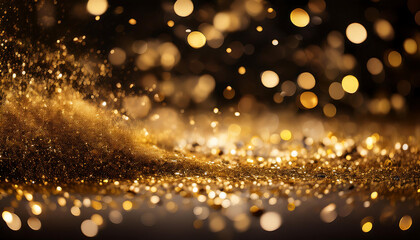Aufkleber - Abstract glitter lights in gold and black create a disheveled background with fading focus _1(113)